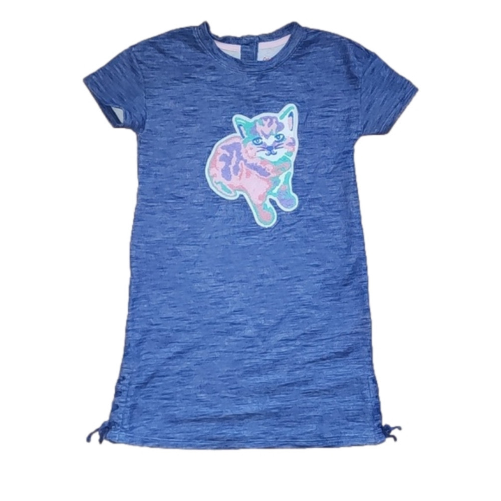CAT & JACK Blue Dress with Colorful Cat Patch